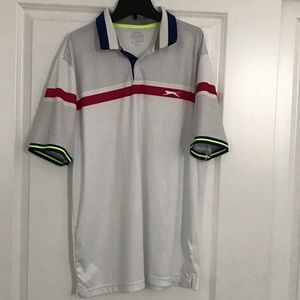 Slazenger men’s golf polo white with red stripe XL